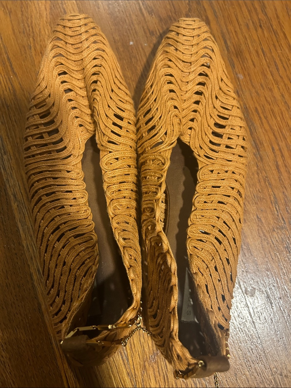 Stella McCartney Woven Cutout Flats in Mustard